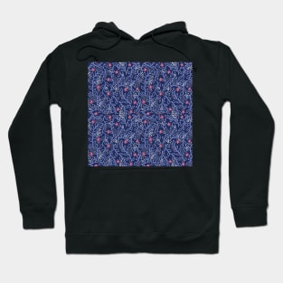 Floral Doodles - Navy Blue and Pink Hoodie